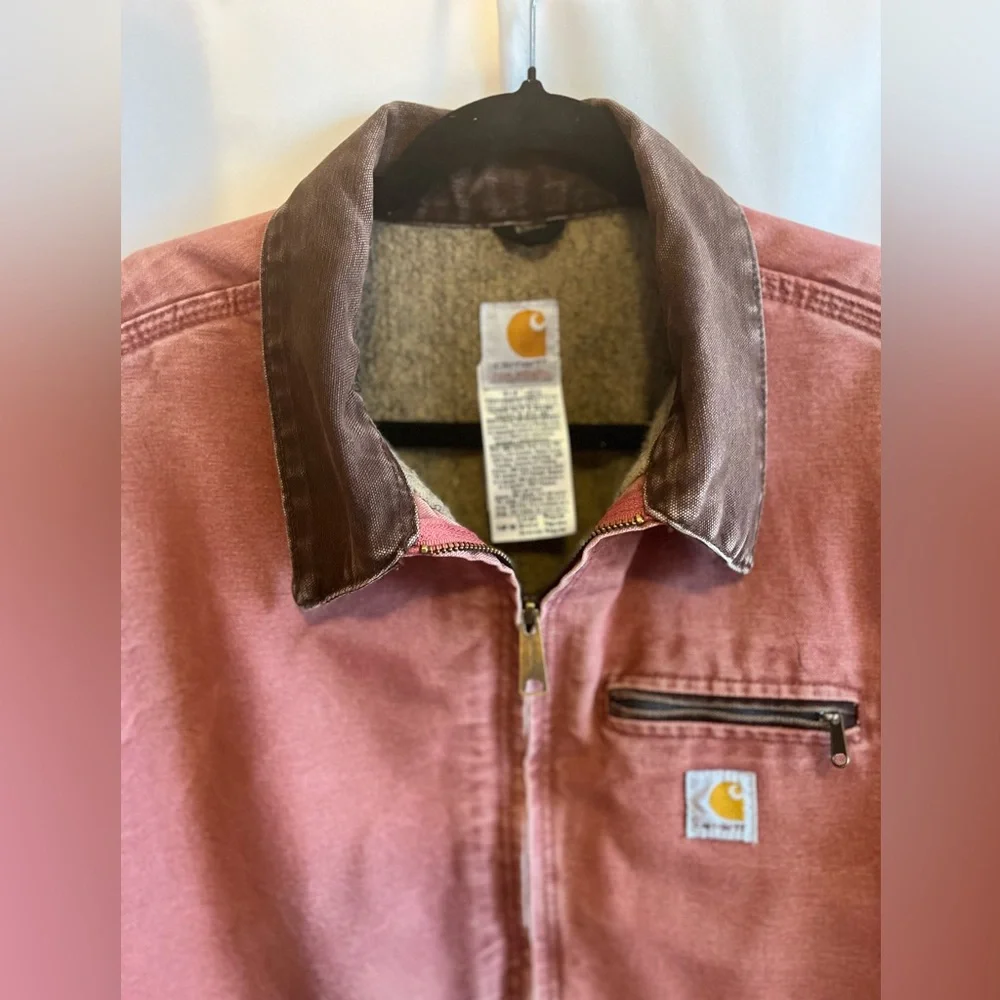 Vintage Carhartt Detroit Jacket Women’s Large/Reg Rose Rare Color WJ097 VRS - Picture 2 of 16
